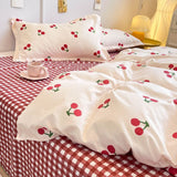 Tineit Ins Bear Duvet Cover Set Fashion No Filler Single Full Size Girls Boys Flat Sheet Pillowcase Bedspread Cute Kawaii Home Textile