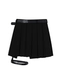 christmas outfit Tineit 2025 Punk Gothic Black Pleated Crop Skirts Women High Waist Belt Tide Grunge Goth Sexy Skirt Summer Y2K Fashion Egirl Clothes