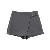 Tineit Asymmetrical Skirt Pants Women's Shorts Mini  Hight Waist Zipper Woman Fashion Skirt Pants