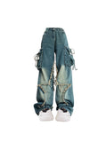 christmas outfit Tineit Women Blue Cargo Jeans Baggy Vintage 90s Aesthetic High Waist Cowboy Pants Harajuku Denim Trousers Y2k Trashy 2000s Clothes 2025