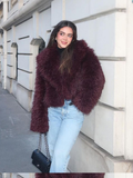 Tineit New Fashion Women's Fluffy Faux Fur Warm Coat Winter Chic Lapel Long Sleeve Cardigan Jacket 2024 Lady Elegant Thermal Streetwear