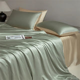 Tineit Four piece set of natural silk solid color bedding, ice silk smooth nude sleeping bedding