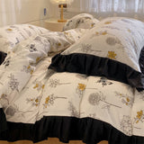 Tineit Ins French Style Girls Heart Lace Bedding Set Bubble Wash Cotton Quilt Cover With Pillowcases Bed Sheet Set 4pcs