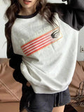 Tineit Vintage Print Raglan Crew Neck Sweatshirt