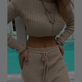 Tineit Knitted Elegant Sweater Skirts Set Women Long Sleeve Slim Short Pullover Top Split Bodycon Skirt Suits 2 Pieces Chic Solid