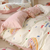 Tineit Doughnut Soft And Cute Donut Bedding Set Ins Linen And Duvet Cover With Pillowcases Single Double Full Size For Kids Adults