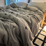 Tineit Ins Style Embroidered Butterfly Bedding Sheet Nordic Duvet Cover Set Home Luxury No Filling Bedding Set Comfortable Bedspread