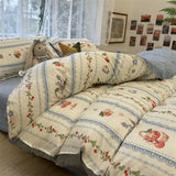 Tineit Floral Bedding Set Korean Style Twin Double Size Duvet Cover No Filling Pillowcases Sheet Fashion Boys Girls Gift Home Textile