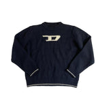 Tineit 2024 Fall Fashion Contrasting Logo Jacquard Knit Sweater