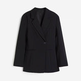 Tineit Office Blazer Coats Women Notched Shoulder Pads Pocket Loose Suits Jacket Female Casual 2025 Spring Long Sleeve Outwear Tops