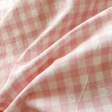 Tineit 2024 New Bedding Set Ins Nordic Style Pink Grid Washed Cotton 4 pcs Bed Sheet Set For Girls Duvet Cover and Pillowcase