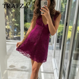 cold weather outfits Tineit 2024 Spring Summer Sexy Lace Women Dresses Fashion Streetwear Solid V Neck Sleeveless Backless Camisole Chic Ladies Dress