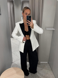 Tineit Chic Contrast Spliced Lapel Collar Suit Jacket For Women Elegant Single Breasted Pocket Slim Fit Coat 2025 Female Spring Outwear