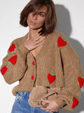 thanksgiving outfit Tineit Casual Knitted Strawberry Cardigan Women Loose Warm V-Neck Single-Breasted Sweaters Female Autumn Chic Simple Daily Tops