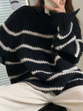 Tineit Turtleneck Striped Knit Sweater