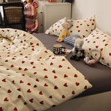 Tineit Cute Cartoon Bedding Set Ins Style Duvet Cover Without Comforter Pillowcases Flat Sheet New Arrival Soft Bed Linens