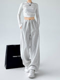 christmas outfit Tineit Women Grey Pants Baggy Streetwear 90s Aesthetic Sweatpants Harajuku 2000s Y2k Elegant Vintage Soft Trousers Fashion Clothes 2025