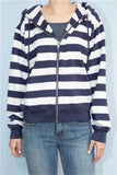 Tineit 2024 Fall Fashion Vintage Striped Zip Up Hoodie