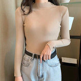 thanksgiving outfit Tineit Knitted Solid Slim Turtleneck Women Casual Simple Elastic Thin Pullover Sweaters Lady Korean Autumn Chic Daily Basic Knitwear