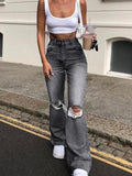 Tineit Distressed High Waist Ripped Jeans