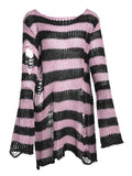 Tineit Distressed Stripe Longline Sweater