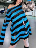 Tineit Distressed Stripe Longline Sweater