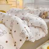 Tineit Cute Rabbit Bedding Set No Filling Pink Blue Boys Girls Favorite Single Double Duvet Cover Flat Sheet Pillowcase Kit New 2024