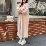 thanksgiving outfit Tineit Casual Imitation Mink Fleece Long Cardigan Women Korean Loose Plush Solid Open Sweater Female Autumn Chic Street Outwears