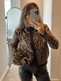 Tineit Mohair Leopard Print Cardigan Women Knit Fashion Single Breasted V-neck Loose Chic Sweaters 2025 Autumn Casual Coat Street Tops