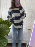 Tineit Casual all-match vintage sweater Harajuku hip-hop streetwear autumn and winter chic striped sweater cute sweetheart emo girl top