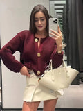 Tineit Ladies Autumn Winter Knitted Cardigans Womens Sweaters Loose Casual Button Long Sleeve Sweater Women Cardigans Coat Tops Female