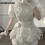 Tineit Spring Autumn Sweet Gentle Wind Bow COS Little Maid Sets Chic Lolita College Style Folded Y2k Dress Кастюмы Для Женщин