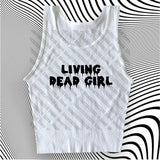 Tineit Y2k Clothes Gothic Aesthetic Cute Sleeveless Camisole Punk grunge Letter Print Grunge Crop Top E-girls Corset Tank Top Baby Tee