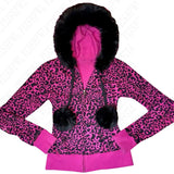 Tineit Y2k American fashion leopard print collar women's slim-fit long sleeve zipper hoodie jacket Street clothing clothes mood jumper