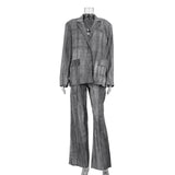 Tineit Tie-dye Blazer Coat Pants Sets Women Oversized Loose Long Sleeve Jacket Wide Leg Trousers Suits Female 2 Pieces Street Spring