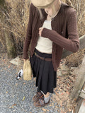 Tineit Vintage Cable Knit Slim Cardigan