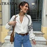 cold weather outfits Tineit 2024 Spring Summer Casual Women Shirts Fashion Vintage Embroidery Lightweight O Neck Loose Streetwear Women Shirts