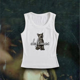 Tineit Gothic Y2k Sleeveless Tank Top Women's Streetwear Punk Graphic Print Cute Grunge Crop Top 90s Vintage Sexy Bustier Baby Tee