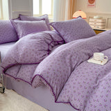 Tineit Purple Grapes Double Layer Yarn Quilt Cover Bed Sheet Pillowcase Twin Queen Size Bedding Set Girls Women Duvet Cover No Filler