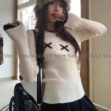 Tineit Korean Style Elegant Sweaters Sweet Vintage Long Sleeve Knitted Pullover Autumn Winter Patchwork Sweaters Aesthetics Chic