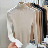 thanksgiving outfit Tineit Zoki Winter Warm Turtleneck Sweater Women Solid Simple Basic Thick Velvet Knitted Pullover Korean Elegant Slim All Match Jumper