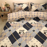 Tineit Korean Ins Black Flower Bedding Set Girl Orange Princess Style Sheet Cover Trellis Polyester Soft Bedclothes For Gitls Gift