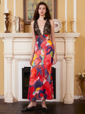 Tineit 2024 New Edgy Multicolor Patchwork Lace Dress Midi Dress