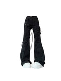 christmas outfit Tineit Women Black Gothic Flare Jeans Harajuku Vintage Emo 2000s Y2k Baggy Denim Trousers Oversize Wide Cowboy Pants 90s Trashy Clothes