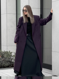 Tineit 2025 Spring Solid Women's Fashion Lapel Oversized Jacket Elegant Double Breasted Pockets Full Sleeve Coat Trendy Lady Streetwear