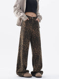 christmas outfit Tineit Women's Baggy Y2k Leopard Jeans Harajuku Denim Trousers Vintage Japanese 2000s Style Oversize Jean Pants Emo Trashy Clothes 2025