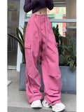 christmas outfit Tineit Women Pink Cargo Pants Harajuku Aesthetic Parachute Pants Oversize Sweatpants Y2k 2000s Aesthetic Vintage Trouser Trashy Clothes