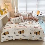 Tineit Cute Boys Duvet Cover Set with Zipper Girls New Flat Bed Sheet Pillowcases No Filler Double Queen Size Adult Kids Bedding Linens