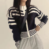 Tineit Collar Neck Stripe Short Cardigan