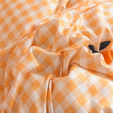 Tineit Ins Orange Checkerboard Duvet Cover Flat Sheet Pillowcases Twin Full Double Size Pink Blue Bedding Set Home Decor For Kids Adult